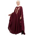 Designer Irani Kaftan with embroidery work- Maroon